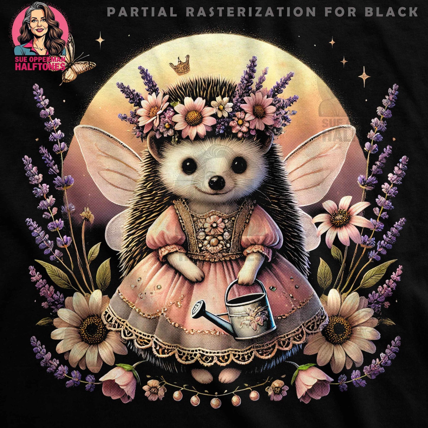 Whimsical Fairy Hedgehog Halftone T-Shirt Design - halftone PNG for T-shirts – Sue Opperman Halftones