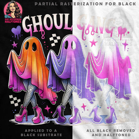 Ghoul Gang Halloween Digital Halftone T-Shirt Design - halftone PNG for T-shirts – Sue Opperman Halftones