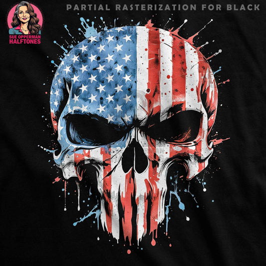 American Skull Patriotic Halftone T-Shirt Design Digital - halftone PNG for T-shirts – Sue Opperman Halftones