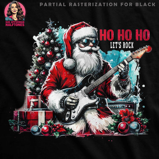 Santa Playing Guitar Christmas Halftone T-Shirt Design - halftone PNG for T-shirts – Sue Opperman Halftones