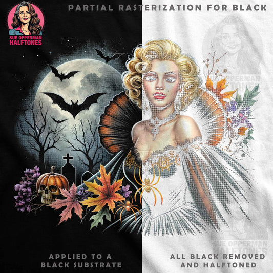 Glamour Halloween Portrait Digital Halftone T-Shirt Design - halftone PNG for T-shirts – Sue Opperman Halftones