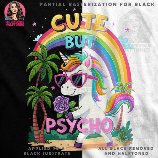 Cute Psycho Unicorn Halftone T-Shirt Design Digital - halftone PNG for T-shirts – Sue Opperman Halftones