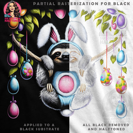 Sloth Easter Holiday Halftone T-Shirt Design - halftone PNG for T-shirts – Sue Opperman Halftones