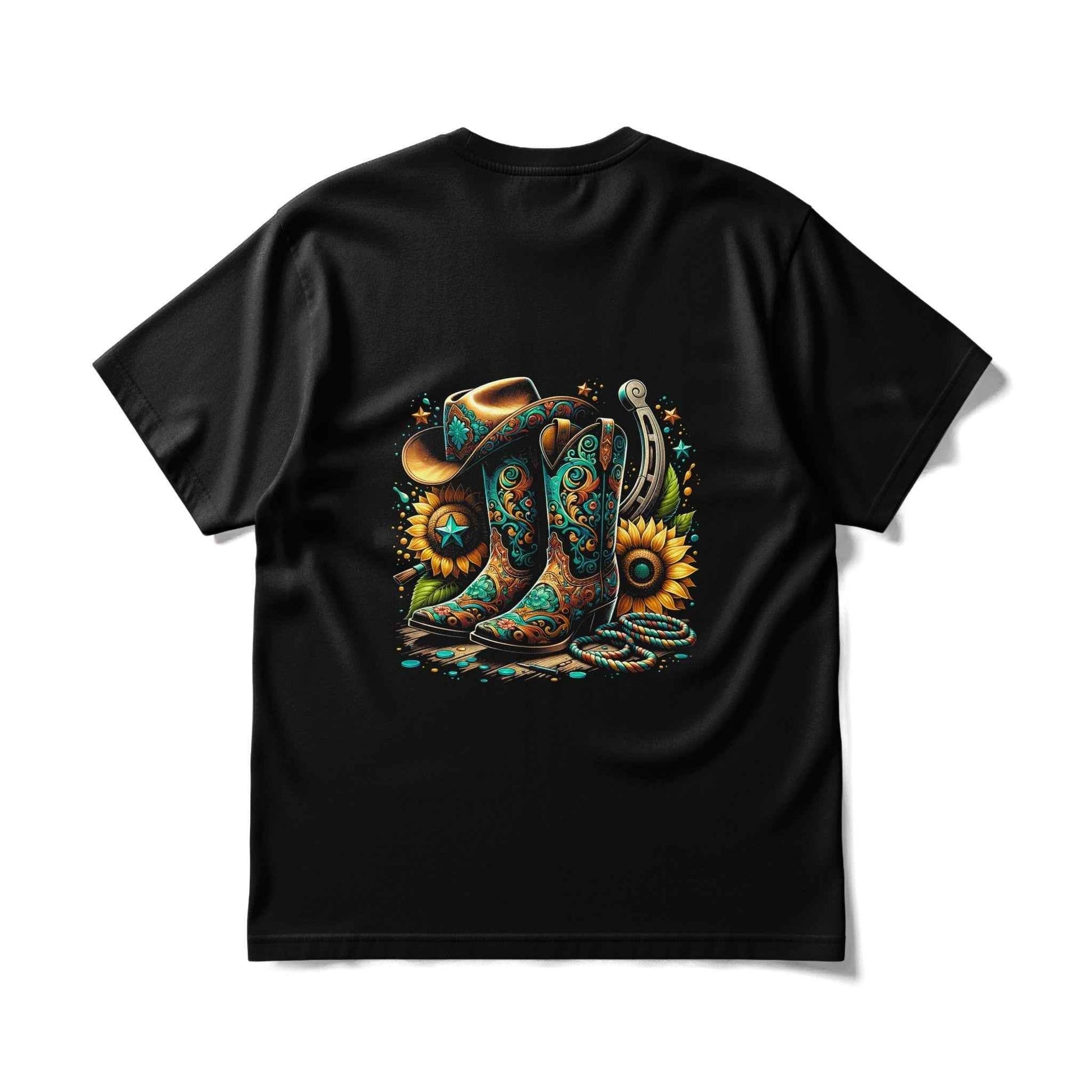 Western Boots Sunflowers Halftone T-Shirt Design - halftone PNG for T-shirts – Sue Opperman Halftones