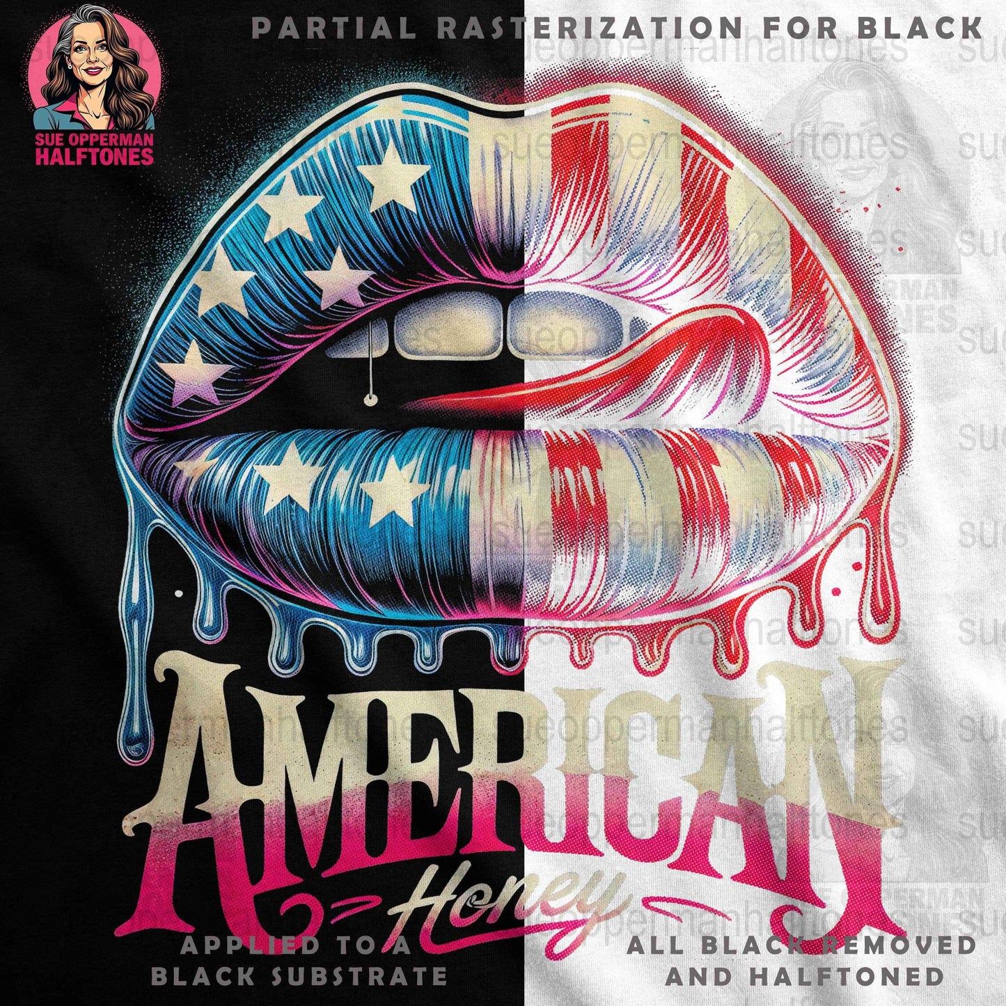 American Honey Lips Halftone T-Shirt Design Digital - halftone PNG for T-shirts – Sue Opperman Halftones