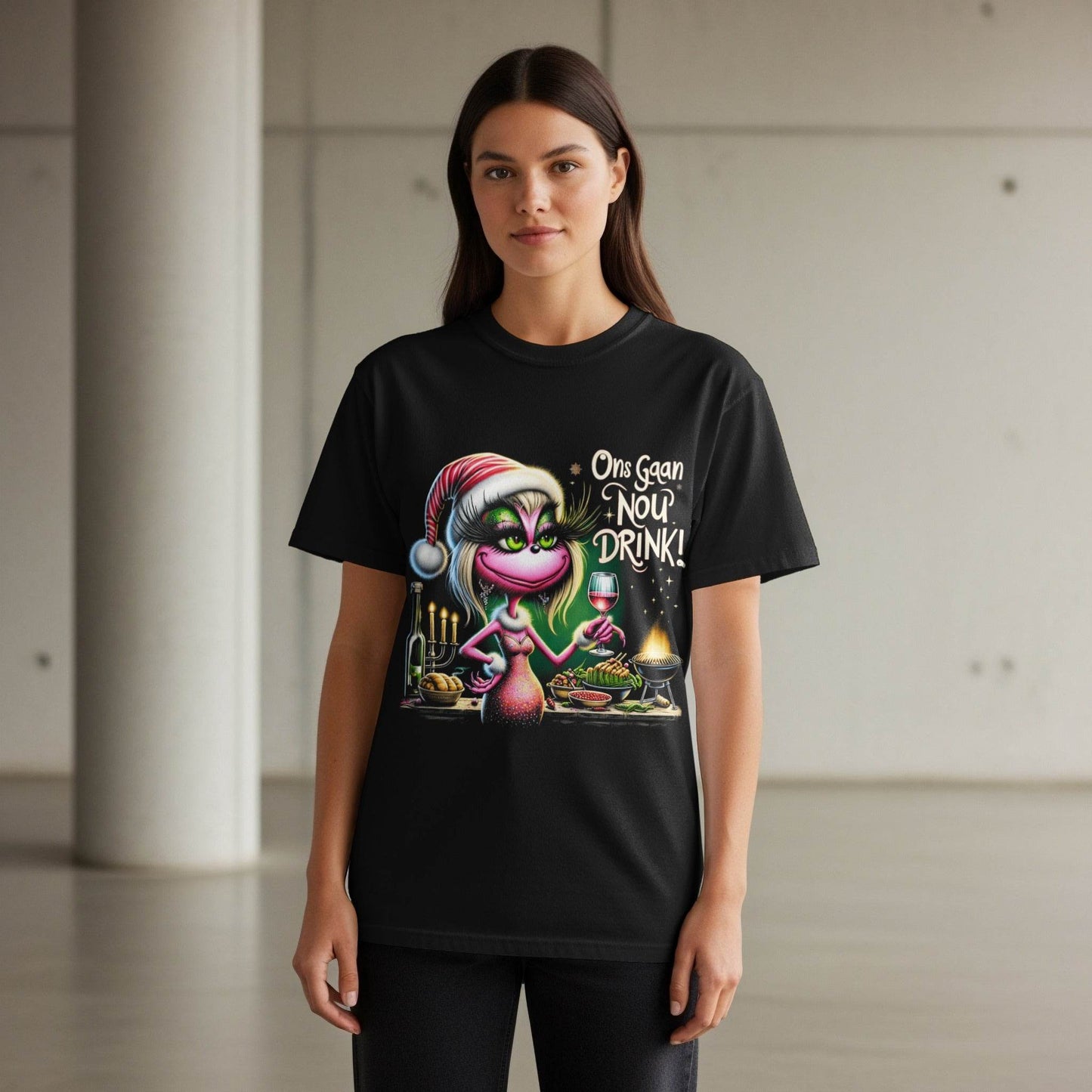 Christmas Funny Grinch With Wine Glass Halftoned T-Shirt Design - halftone PNG for T-shirts – Sue Opperman Halftones