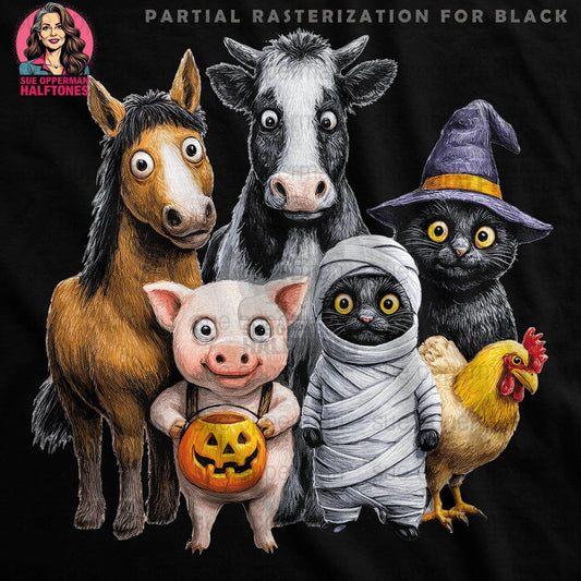 Halloween Animals Universal Print Bundle Digital - halftone PNG for T-shirts – Sue Opperman Halftones