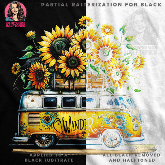 Floral Wander Bus Halftone T-Shirt Designs - halftone PNG for T-shirts – Sue Opperman Halftones