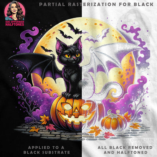 Halloween Bat Cat Halftone T-Shirt Design Digital - halftone PNG for T-shirts – Sue Opperman Halftones