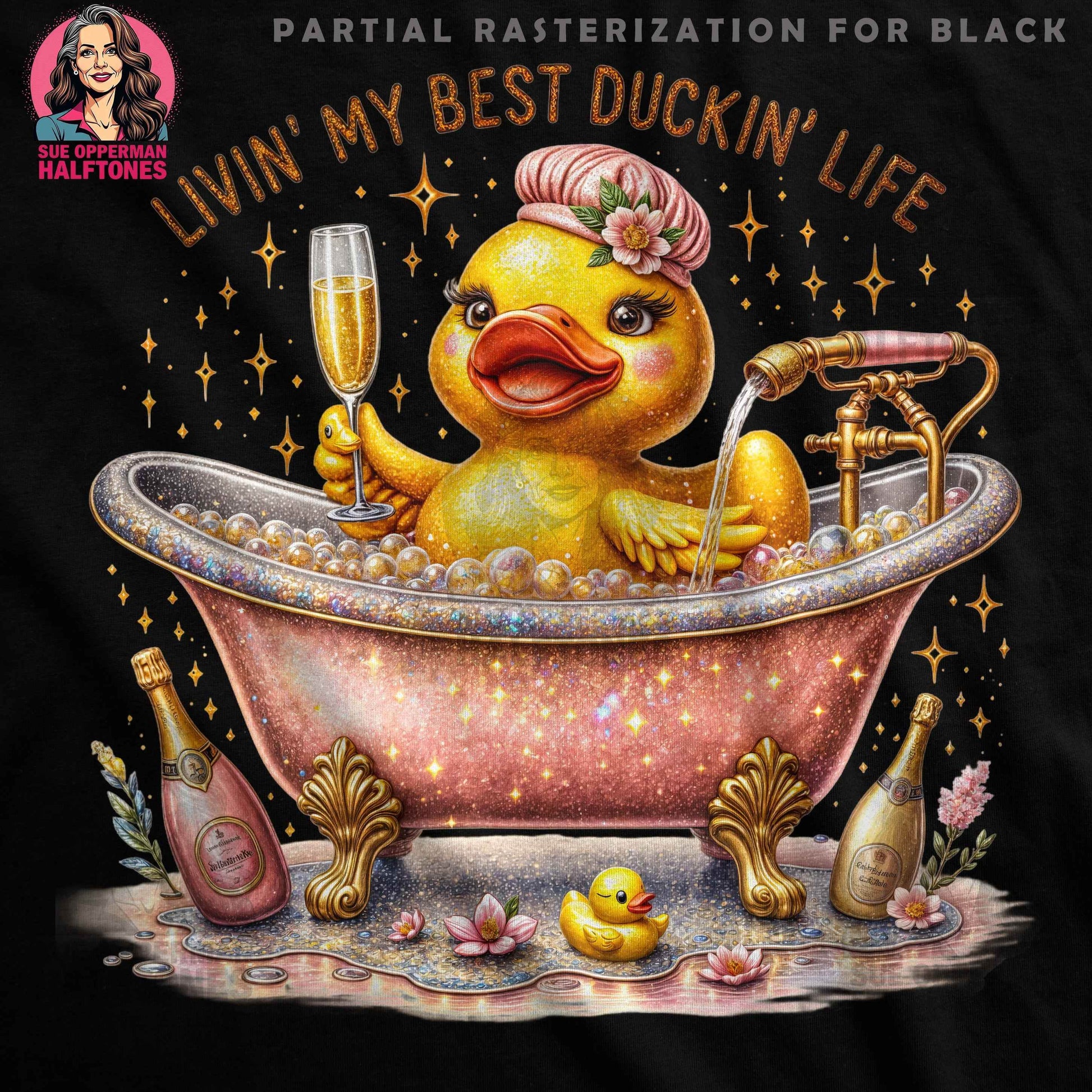 Duck Life in Bathtub Halftone T-Shirt Design Digital - halftone PNG for T-shirts – Sue Opperman Halftones