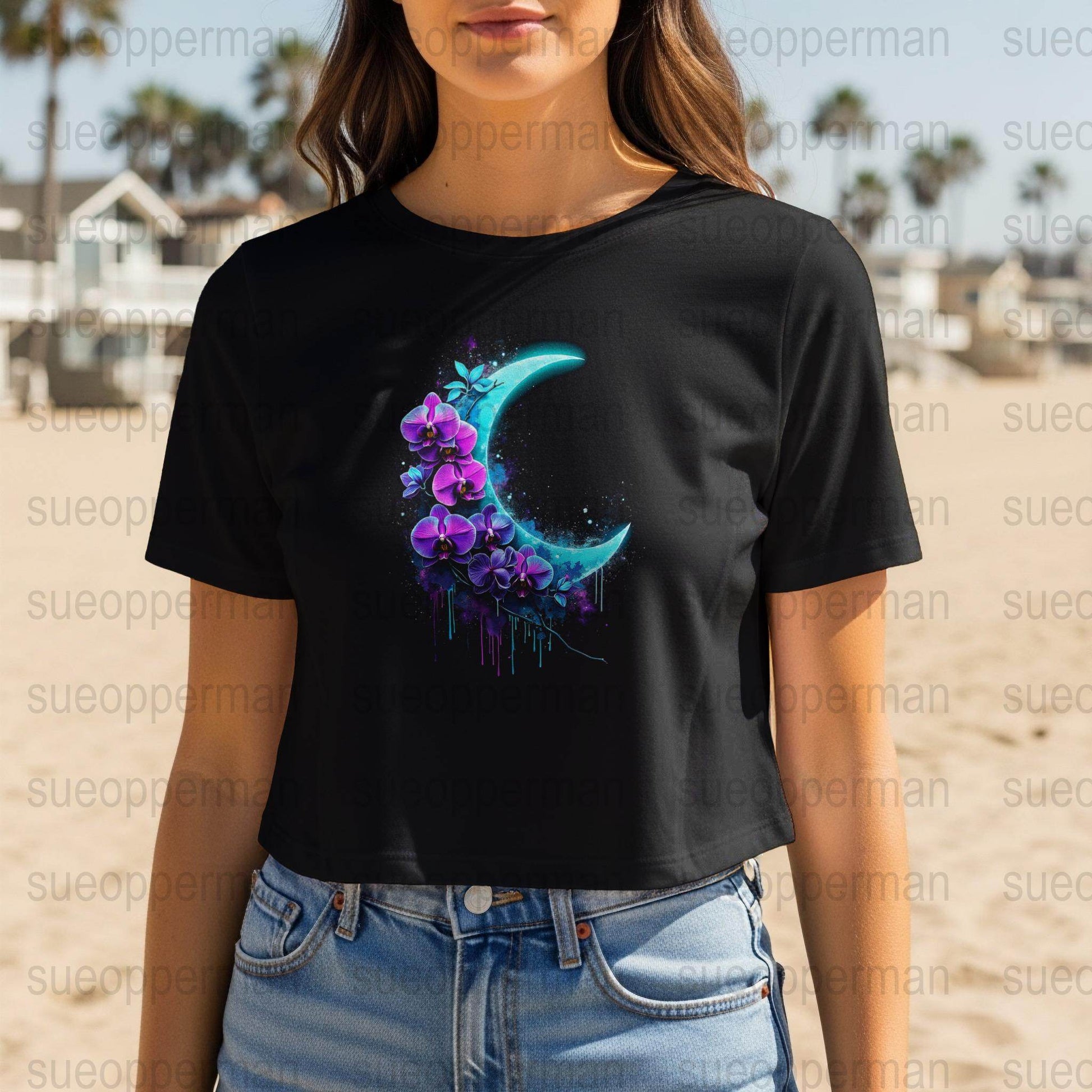 Orchid Moon Halftone T-Shirt Design Digital - halftone PNG for T-shirts – Sue Opperman Halftones