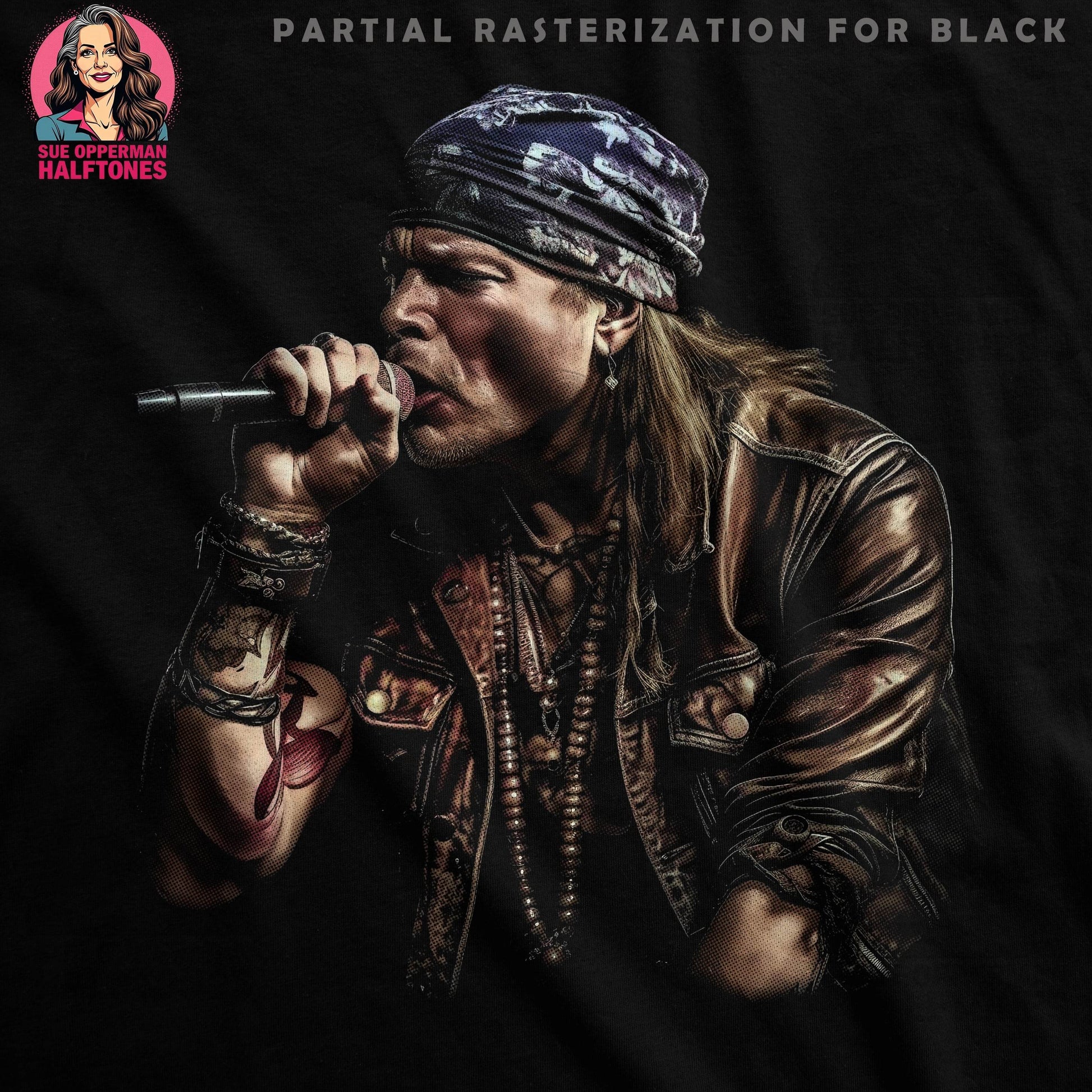 Axl Rose Halftoned T-Shirt Design - halftone PNG for T-shirts – Sue Opperman Halftones