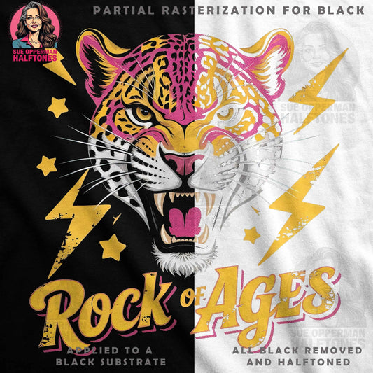 Animals Tiger Rock of Ages Inspired Halftoned T-Shirt Design - halftone PNG for T-shirts – Sue Opperman Halftones