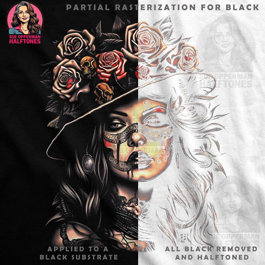 Skull Roses Face Halftone Halftoned T-Shirt Design - halftone PNG for T-shirts – Sue Opperman Halftones