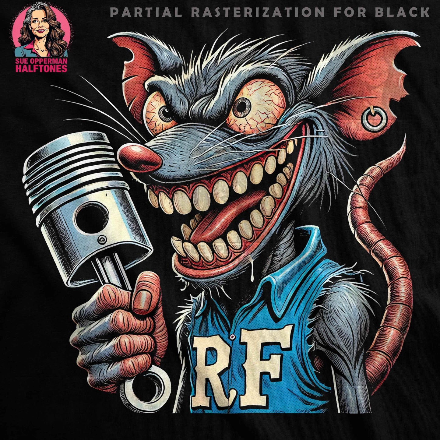 Animals Rat Fink Inspired Character Halftone T-Shirt Design - halftone PNG for T-shirts – Sue Opperman Halftones