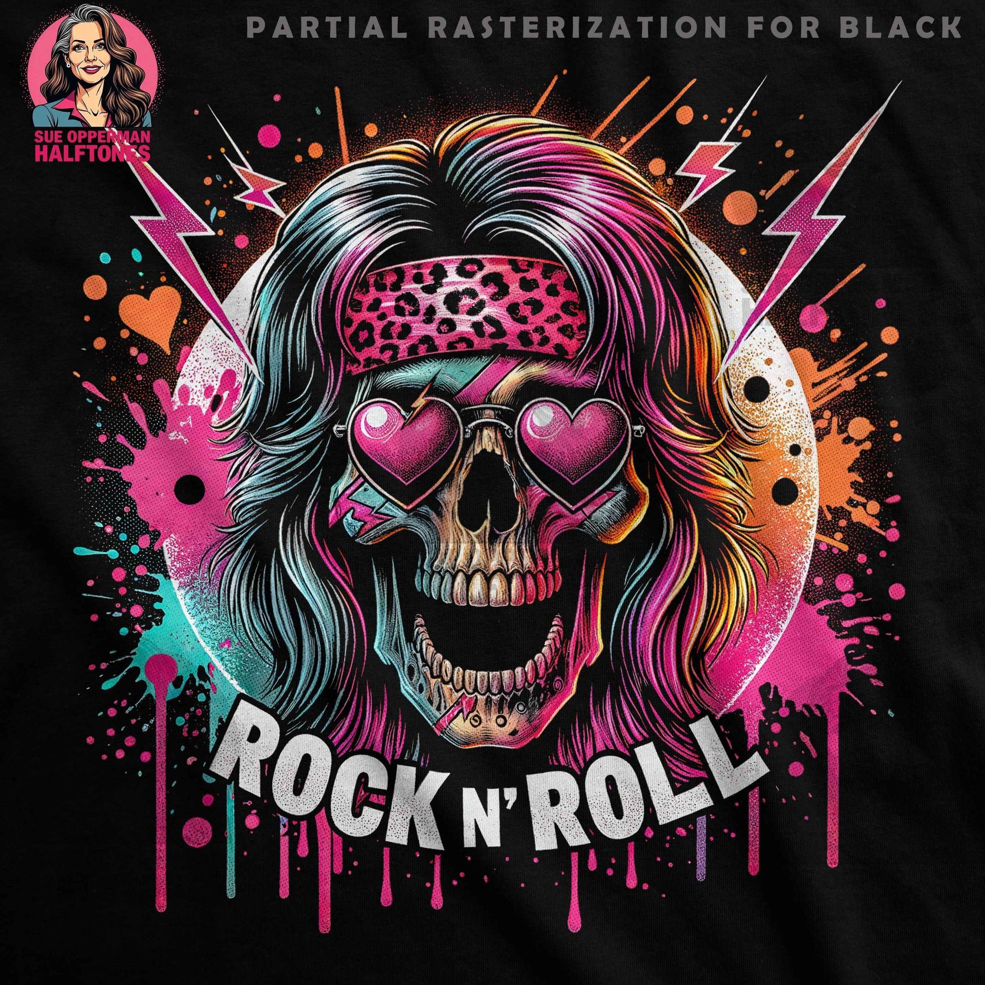 Rock and Roll Skull Halftone T-Shirt Design - halftone PNG for T-shirts – Sue Opperman Halftones