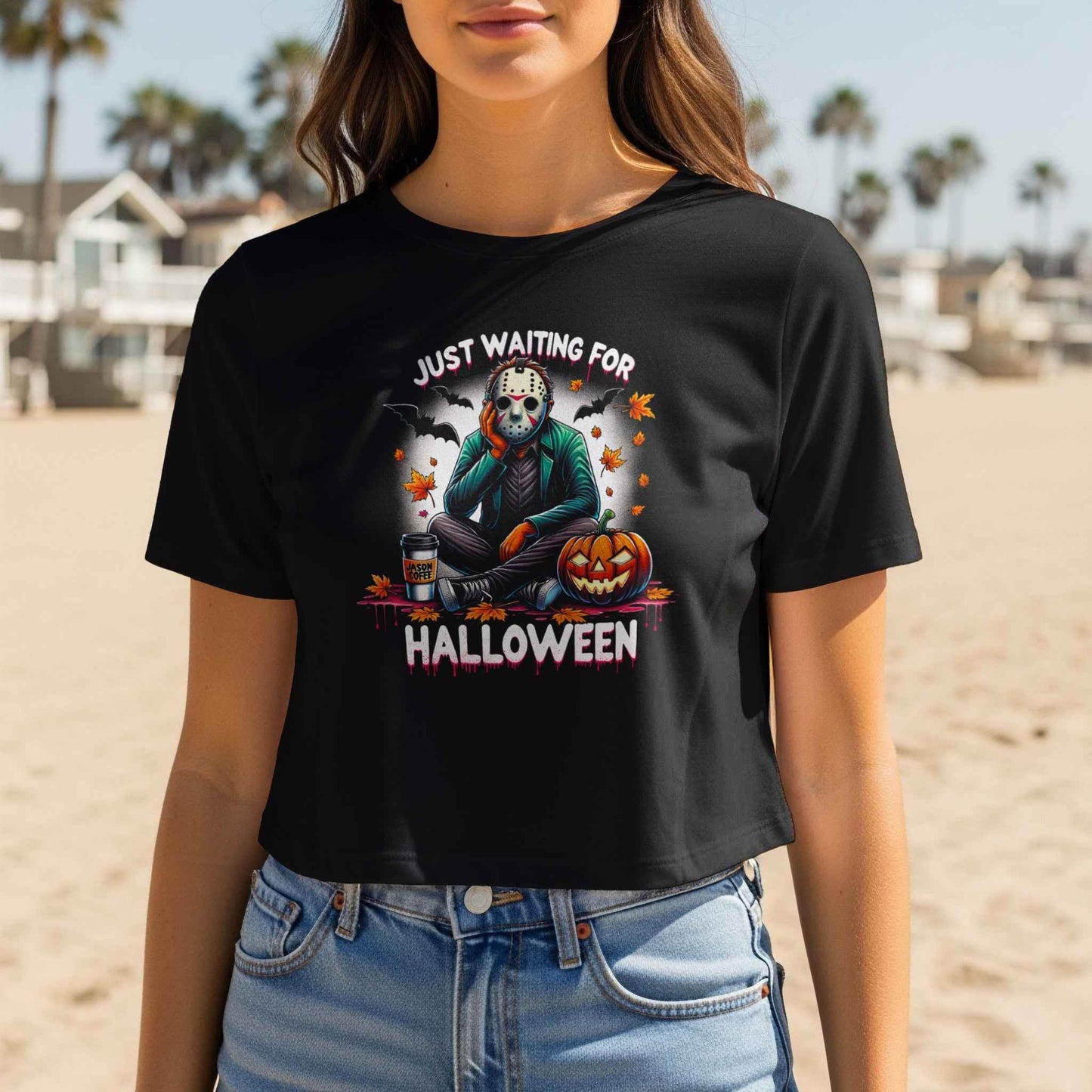 Just Waiting for Halloween Halftoned T-shirt Design - halftone PNG for T-shirts – Sue Opperman Halftones