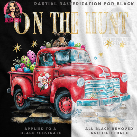 Easter Truck with Bunny Halftone T-Shirt Design - halftone PNG for T-shirts – Sue Opperman Halftones
