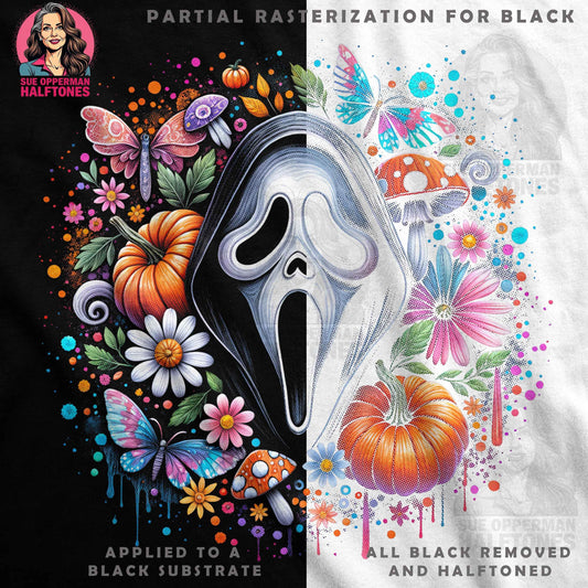 Halloween Floral Scream Halftone T-Shirt Design - halftone PNG for T-shirts – Sue Opperman Halftones
