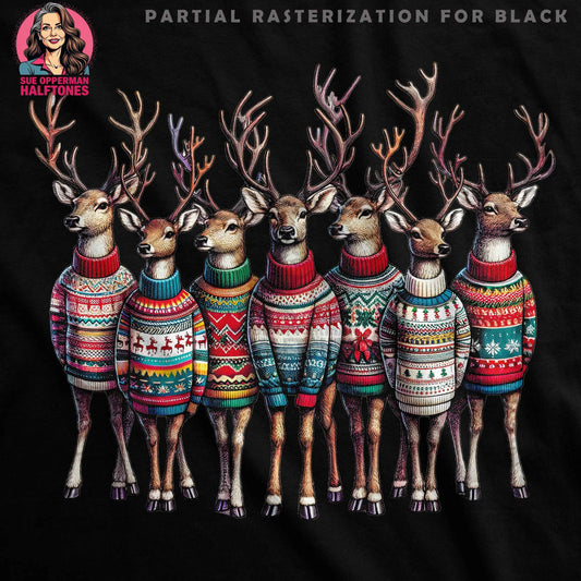Christmas Deer Family Halftone T-Shirt Design - halftone PNG for T-shirts – Sue Opperman Halftones