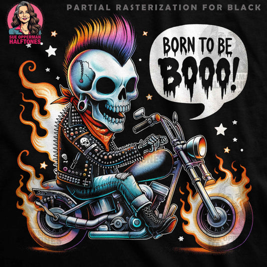Halloween Biker Skeleton Halftone T-Shirt Design - halftone PNG for T-shirts – Sue Opperman Halftones