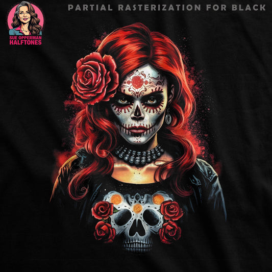 Day of the Dead Sugar Skull Halftone T-Shirt Design - halftone PNG for T-shirts – Sue Opperman Halftones