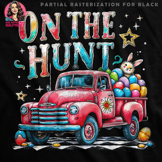 Easter Truck With Eggs On The Hunt Halftoned T-Shirt Design - halftone PNG for T-shirts – Sue Opperman Halftones