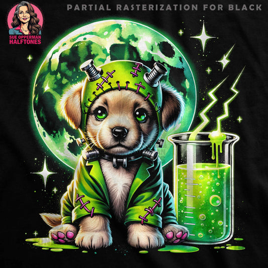 Halloween Frankenstein Puppy Halftone T-Shirt Design - halftone PNG for T-shirts – Sue Opperman Halftones