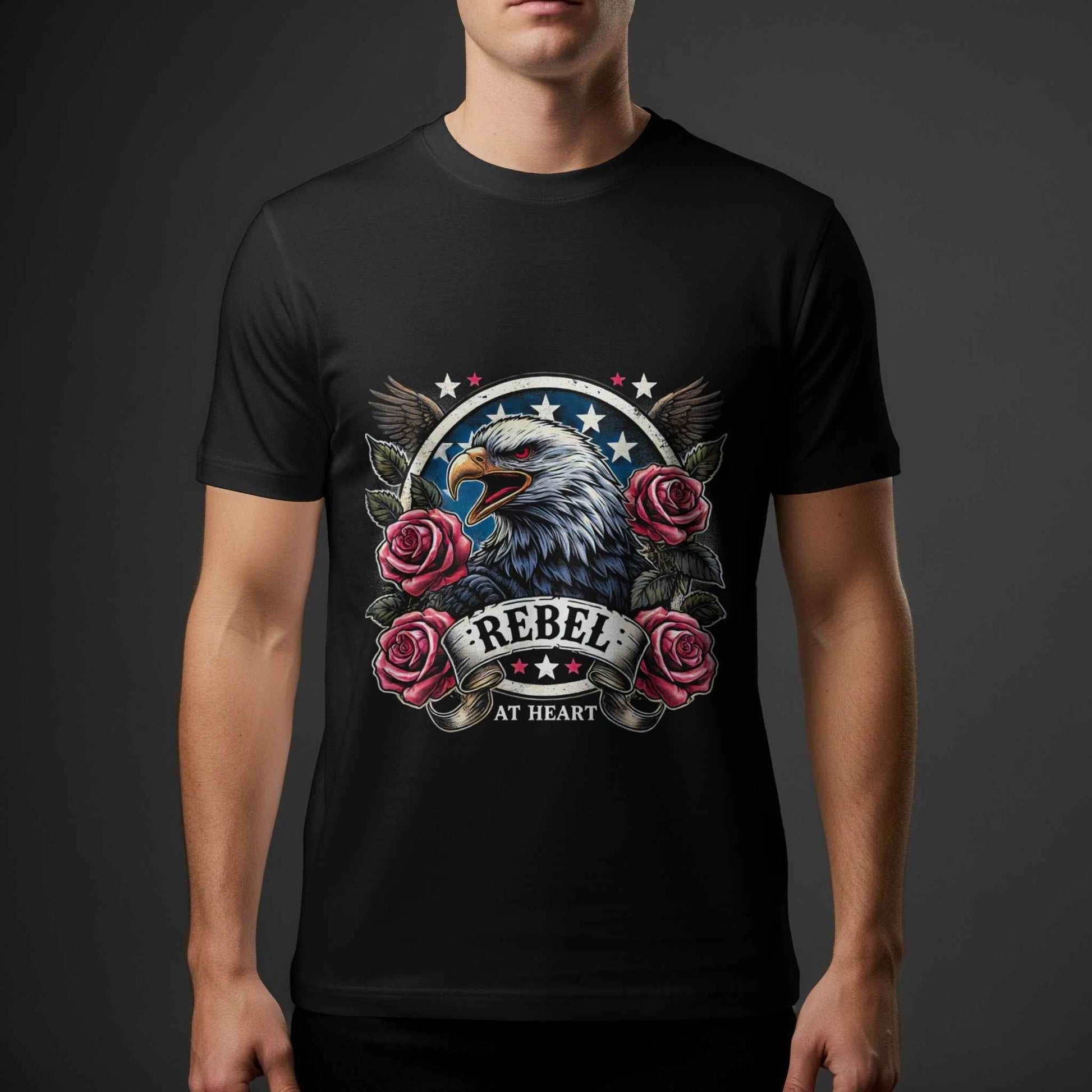 Patriotic Rebel Eagle With Roses Halftoned T-Shirt Design - halftone PNG for T-shirts – Sue Opperman Halftones