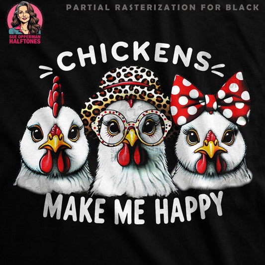 Chickens Happy Statement Halftone T-Shirt Design - halftone PNG for T-shirts – Sue Opperman Halftones