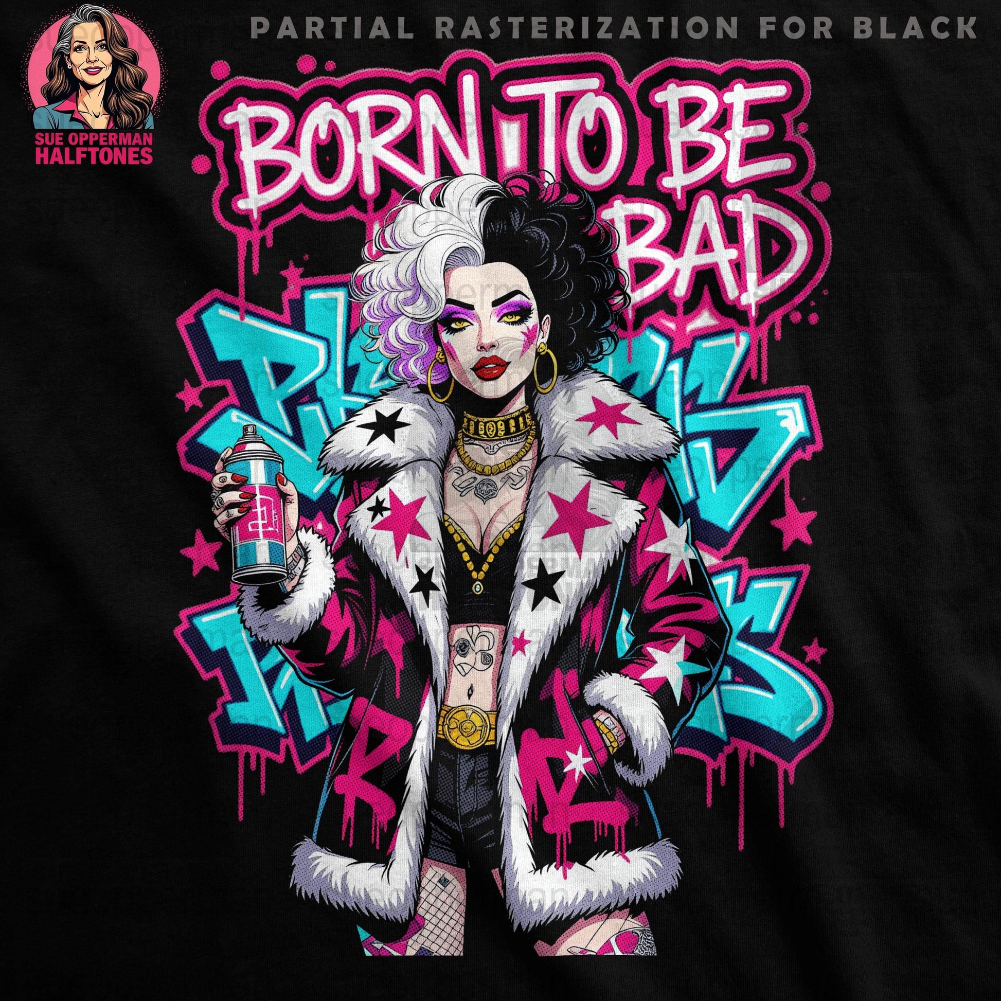 Born To Be Bad Universal Print Bundle - halftone PNG for T-shirts – Sue Opperman Halftones