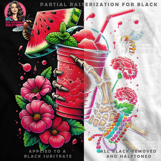 Summer Smoothie Skeleton Graphic Halftoned T-Shirt Design - halftone PNG for T-shirts – Sue Opperman Halftones