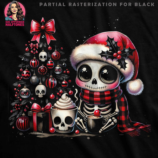 Christmas Skeleton Tree Design with Gift Halftone T-Shirt Design - halftone PNG for T-shirts – Sue Opperman Halftones