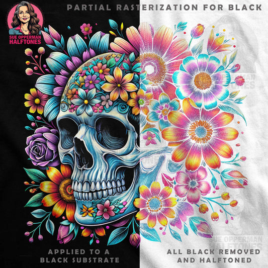 Floral Sugar Skull Halftone T-Shirt Design Digital - halftone PNG for T-shirts – Sue Opperman Halftones