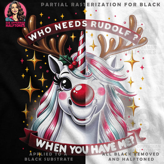 Christmas Unicorn Halftone T-Shirt Design - halftone PNG for T-shirts – Sue Opperman Halftones