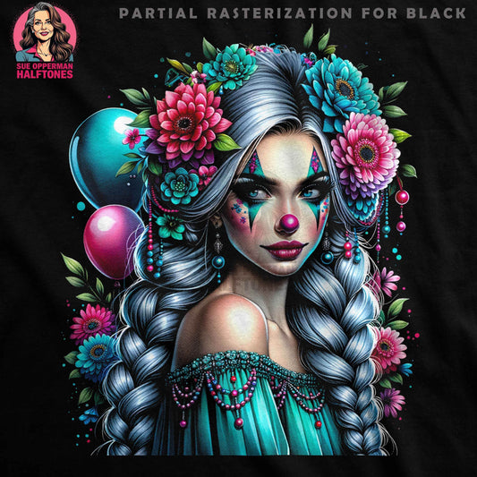 Floral Clown Digital Halftoned T-Shirt Design - halftone PNG for T-shirts – Sue Opperman Halftones