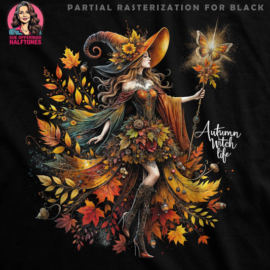 Autumn Witch Life Fashion Halftone T-Shirt Design - halftone PNG for T-shirts – Sue Opperman Halftones