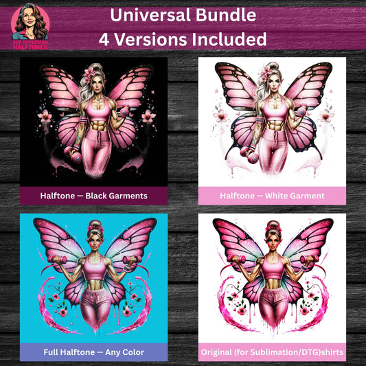 Fantasy Fairy Fitness Universal Print Bundle - halftone PNG for T-shirts – Sue Opperman Halftones