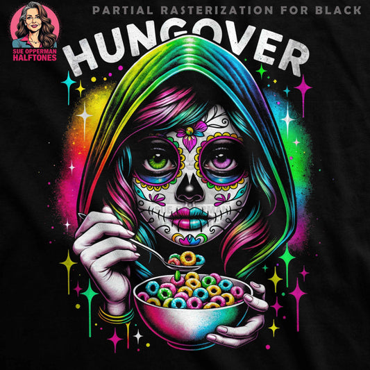Hangover Sugar Skull Girl Halftone T-Shirt Design - halftone PNG for T-shirts – Sue Opperman Halftones