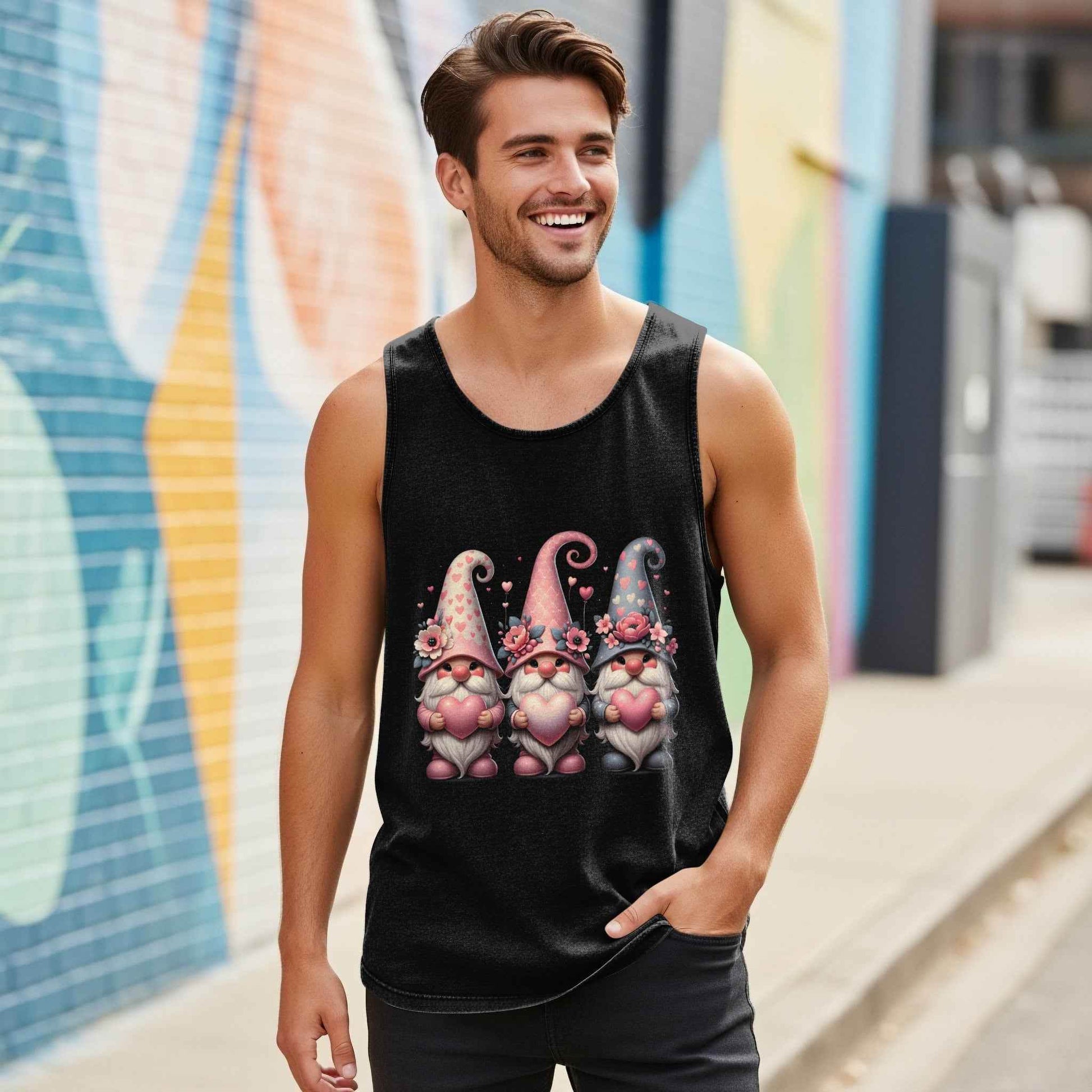 Valentines Gnomes Hearts With Flowers Halftoned T-Shirt Design - halftone PNG for T-shirts – Sue Opperman Halftones