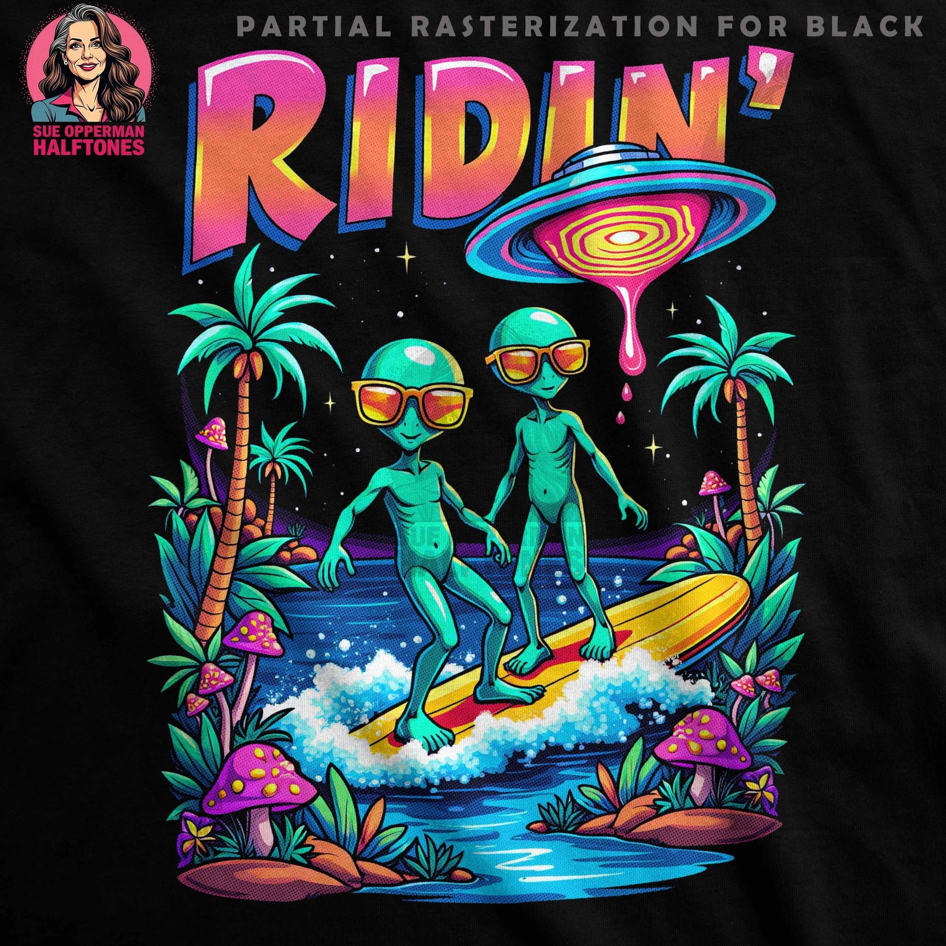 Aliens Halftone T-Shirt Design - halftone PNG for T-shirts – Sue Opperman Halftones