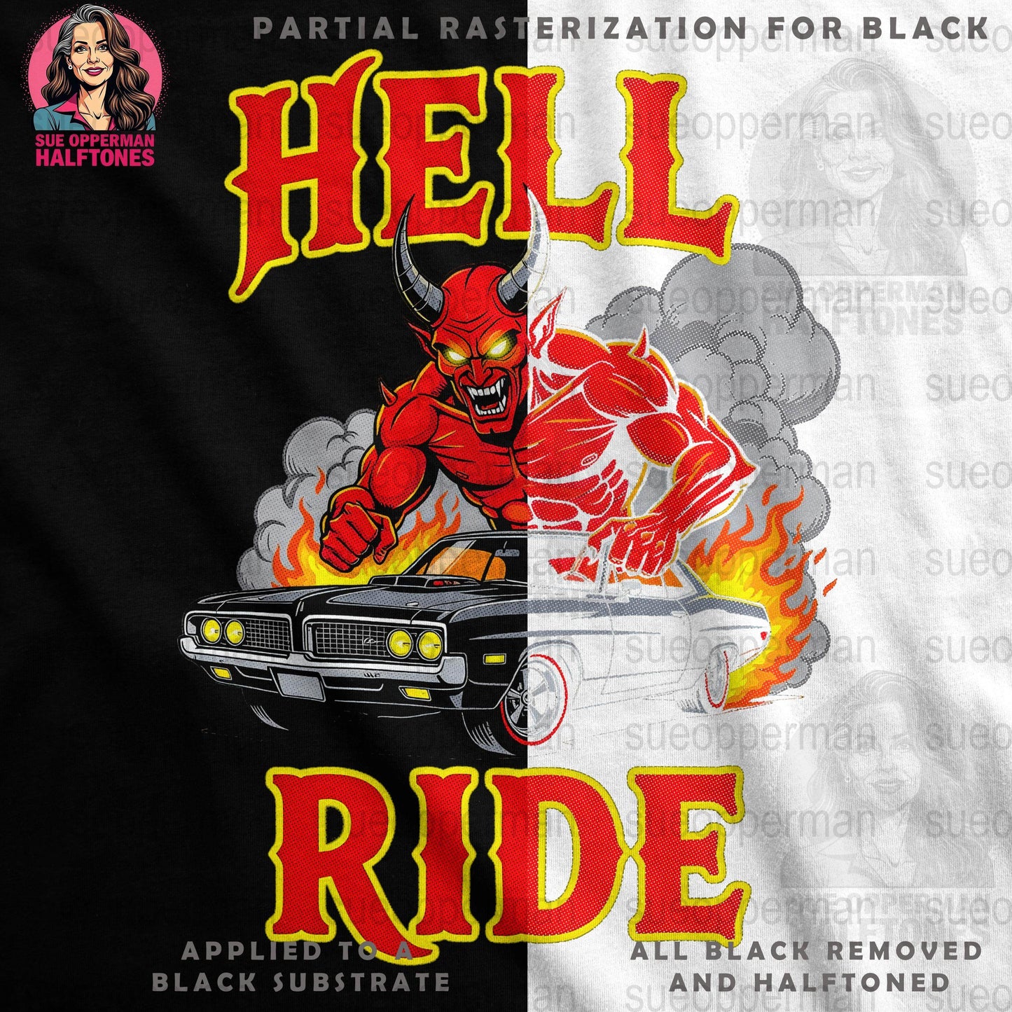 Hell Ride Universal Print Bundle - halftone PNG for T-shirts – Sue Opperman Halftones
