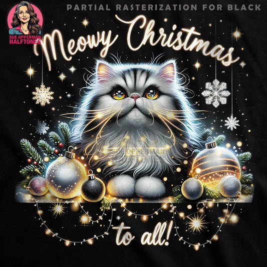 Christmas Cat Meowy Christmas Halftone T-Shirt Design - halftone PNG for T-shirts – Sue Opperman Halftones