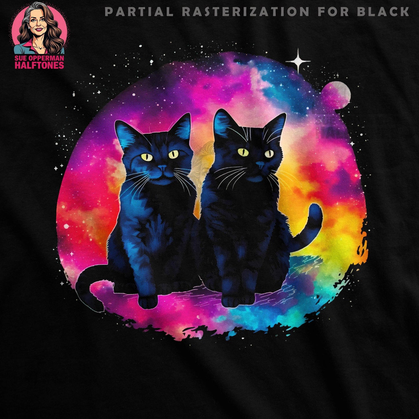 Cute Animal Cats Rainbow Halftone T-Shirt Design - halftone PNG for T-shirts – Sue Opperman Halftones