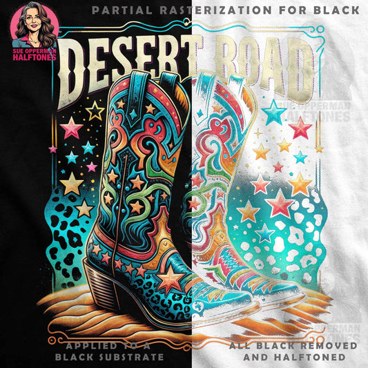 Desert Road Cowboy Boots Halftone T-Shirt Design - halftone PNG for T-shirts – Sue Opperman Halftones