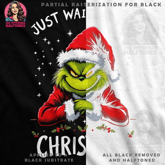 Grinch Waiting for Christmas Halftone T-Shirt Design - halftone PNG for T-shirts – Sue Opperman Halftones