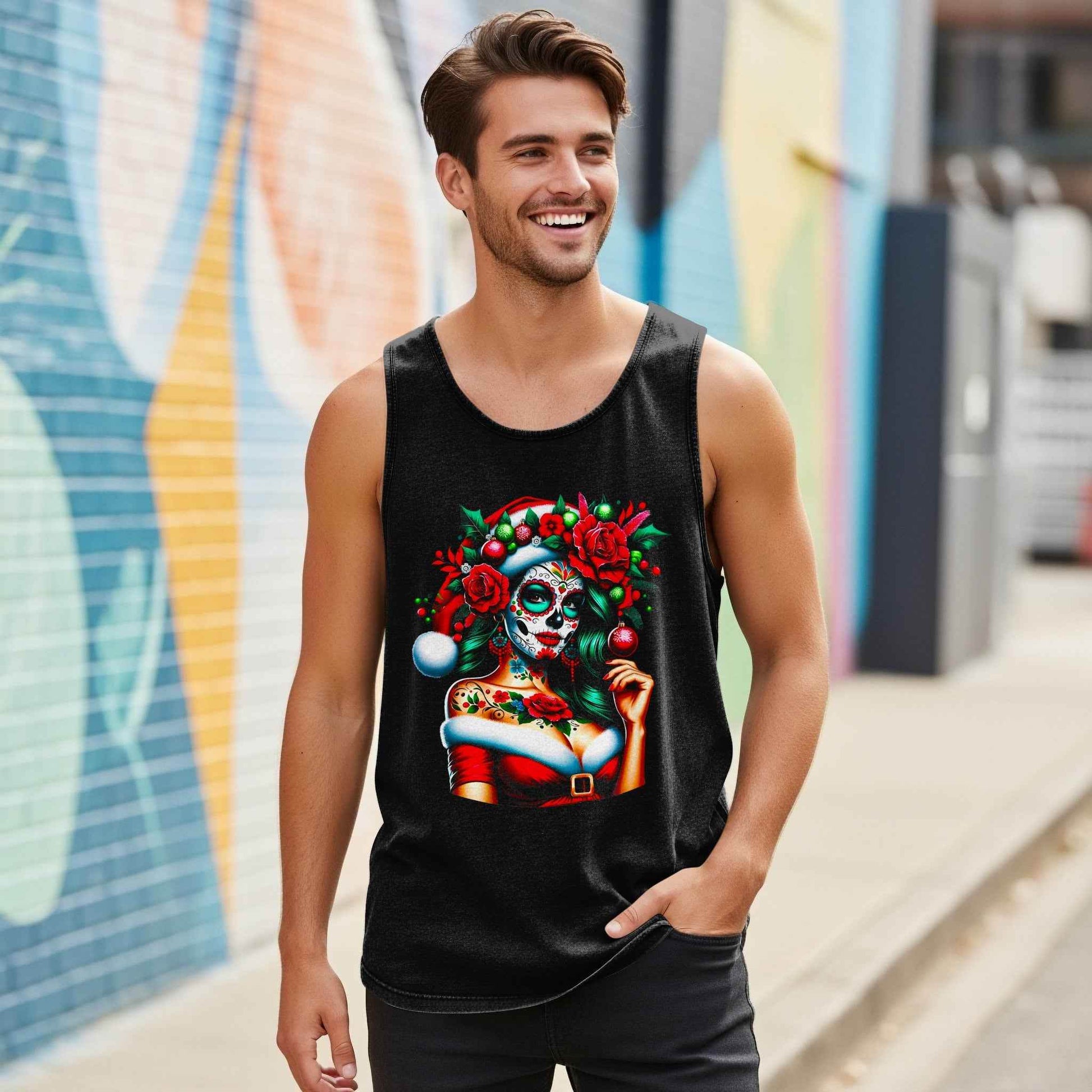 Christmas Sugar Skull Halftone T-Shirt Design - halftone PNG for T-shirts – Sue Opperman Halftones