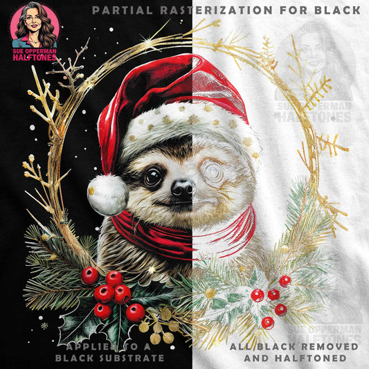 Christmas Sloth With Wreath Digital Halftone T-shirt Design - halftone PNG for T-shirts – Sue Opperman Halftones