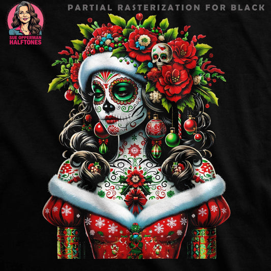 Christmas Sugar Skull Halftone T-Shirt Design - halftone PNG for T-shirts – Sue Opperman Halftones