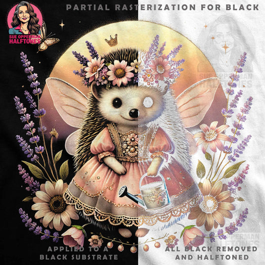 Whimsical Fairy Hedgehog Halftone T-Shirt Design - halftone PNG for T-shirts – Sue Opperman Halftones